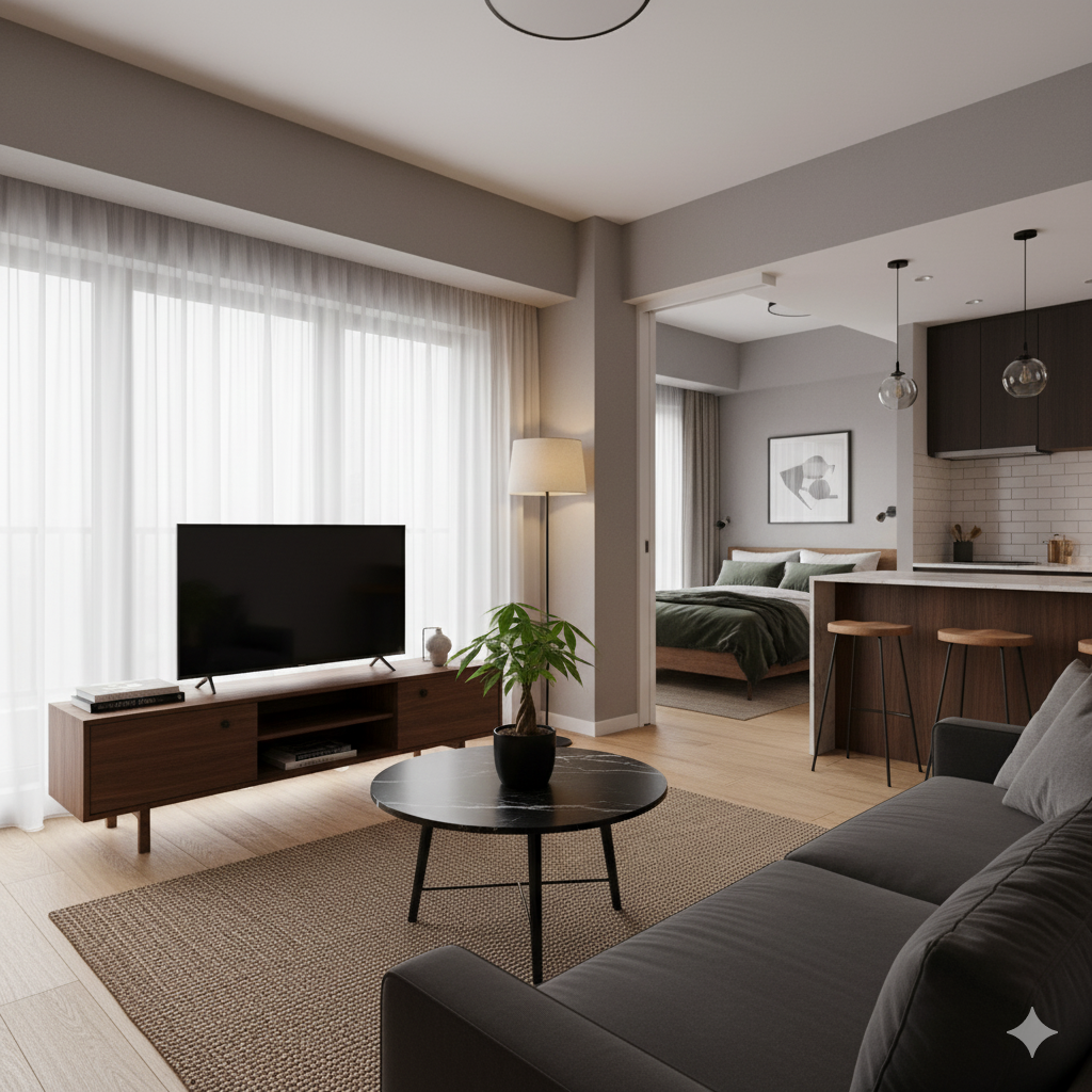 パキラのあるおしゃれなリビング